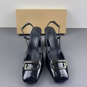 Never Worn Zara Black Block Heel Sling Backs